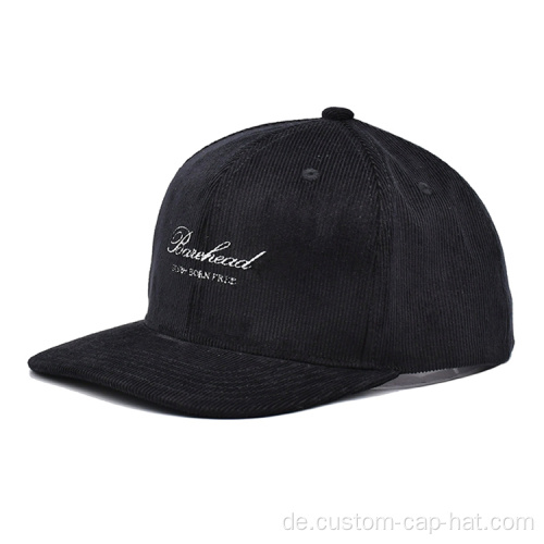 Schwarzer Cord-Baseballkappe